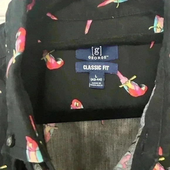 Men’s Size Large George Parrot Button Up Summer Polo T-shirt - Picture 2 of 4